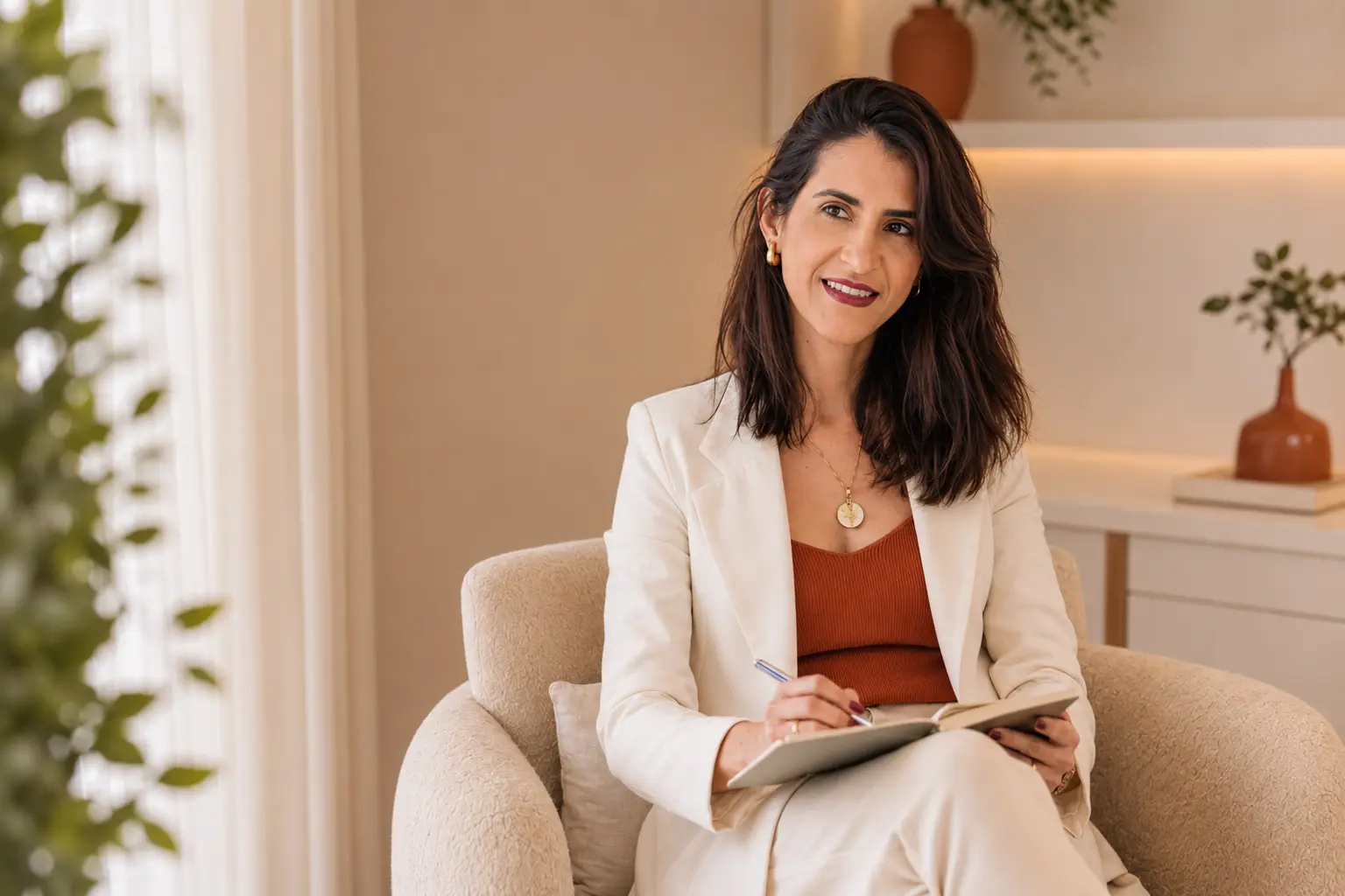 Juliana Ribeiro conversando sobre saúde emocional